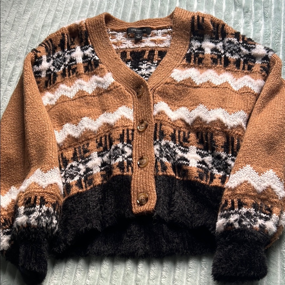 Ann Taylor Brown and Black Knit Cardigan